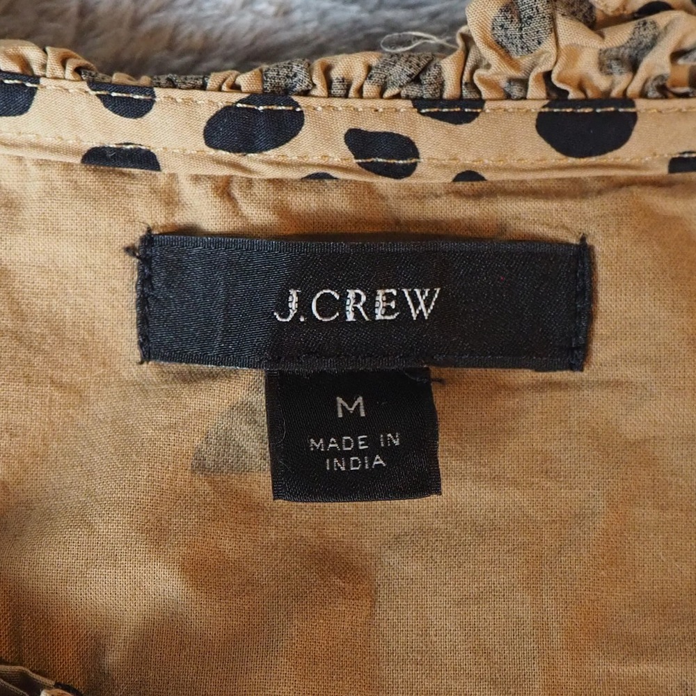 J.Crew Tiered Ruffle Neck Popover Mini Dress Medium‎ Leopard Polka Dot Cotton - Picture 6 of 13